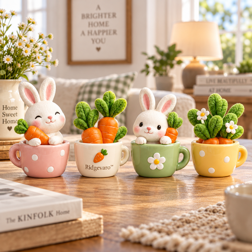 Bunny & Carrot Mini Planter Figurine Set, image 1