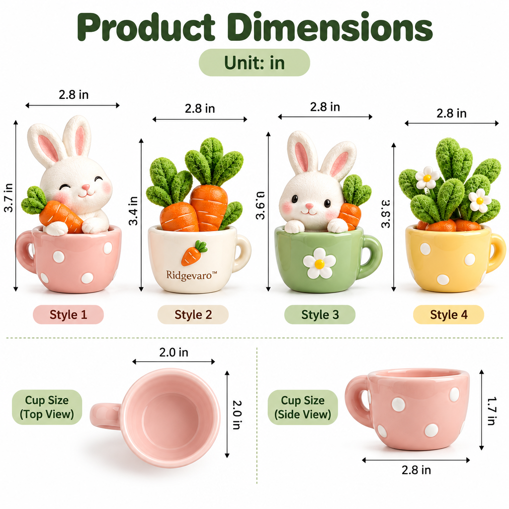 Bunny & Carrot Mini Planter Figurine Set, image 2