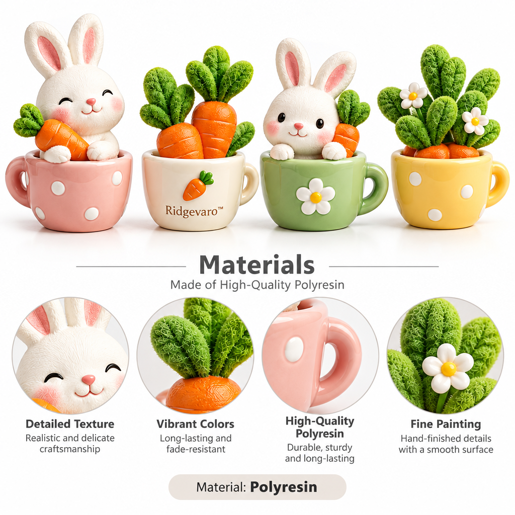 Bunny & Carrot Mini Planter Figurine Set, image 3