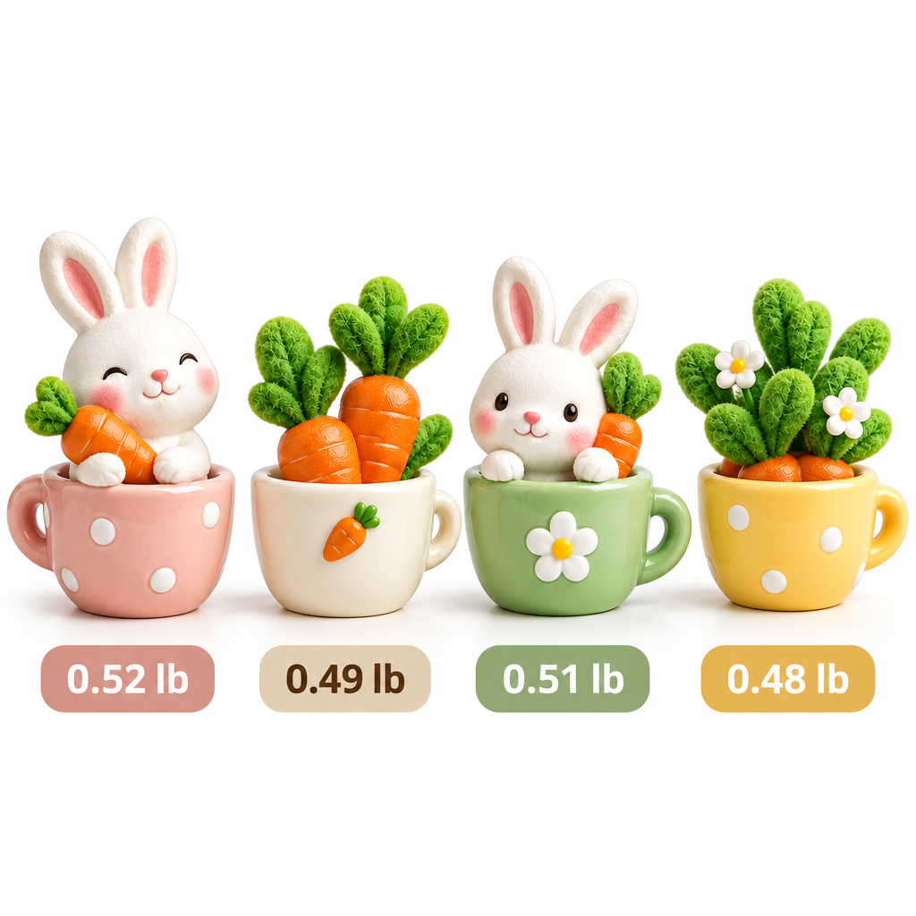 Bunny & Carrot Mini Planter Figurine Set, image 4