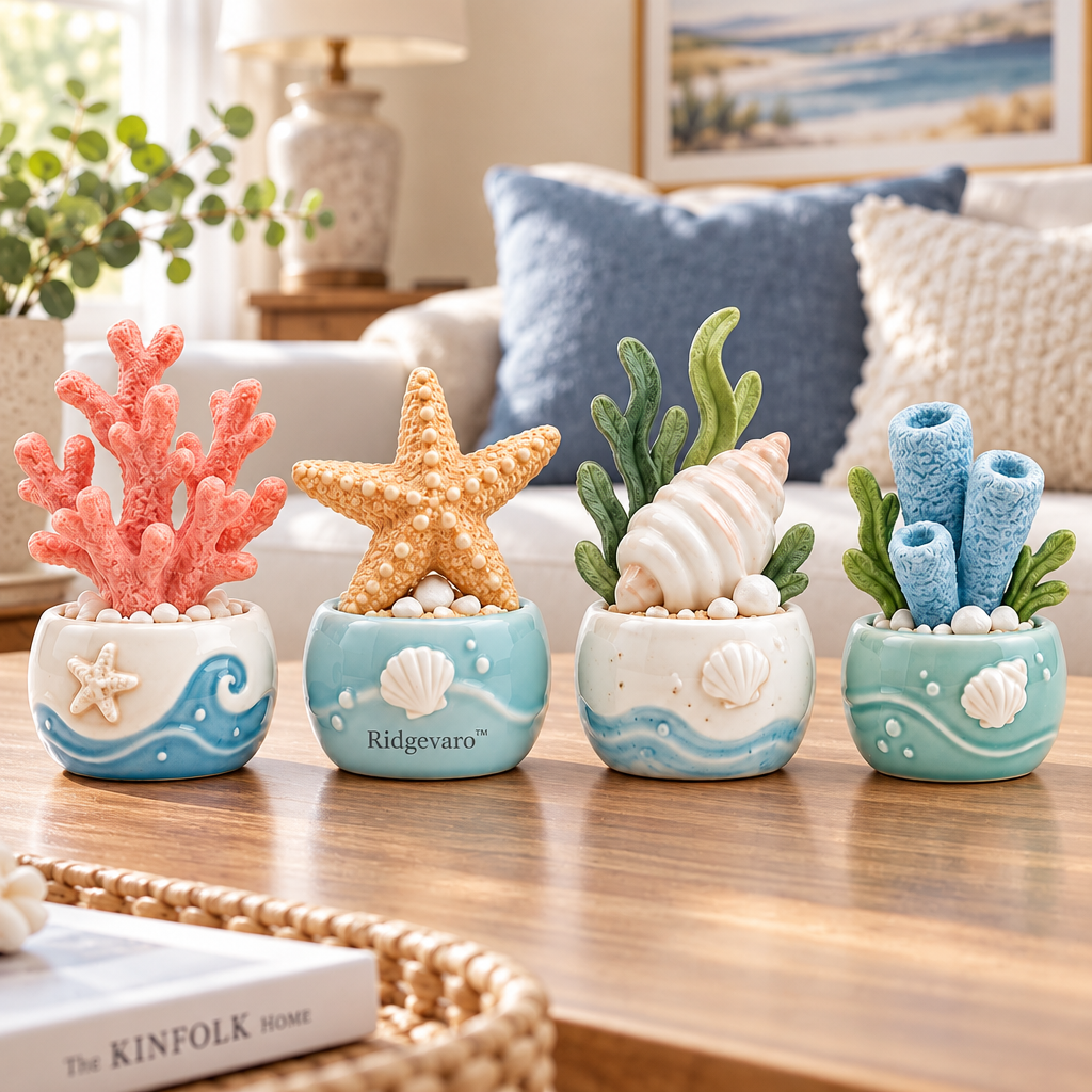 Ocean Treasures Coastal Mini Planter Figurine Set, image 1