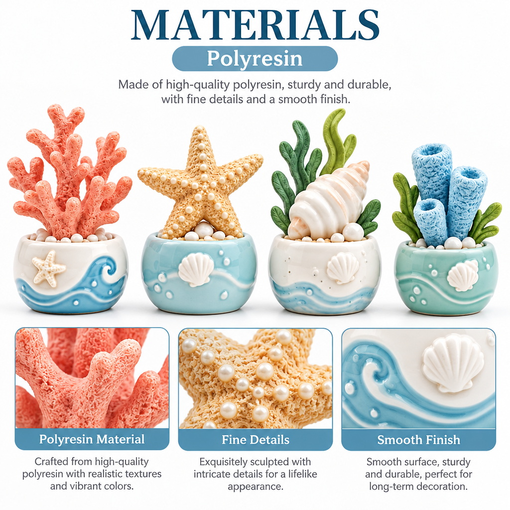 Ocean Treasures Coastal Mini Planter Figurine Set, image 3