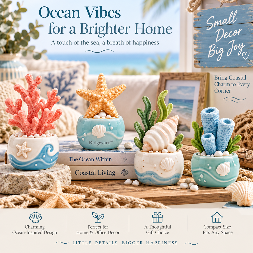 Ocean Treasures Coastal Mini Planter Figurine Set, image 5