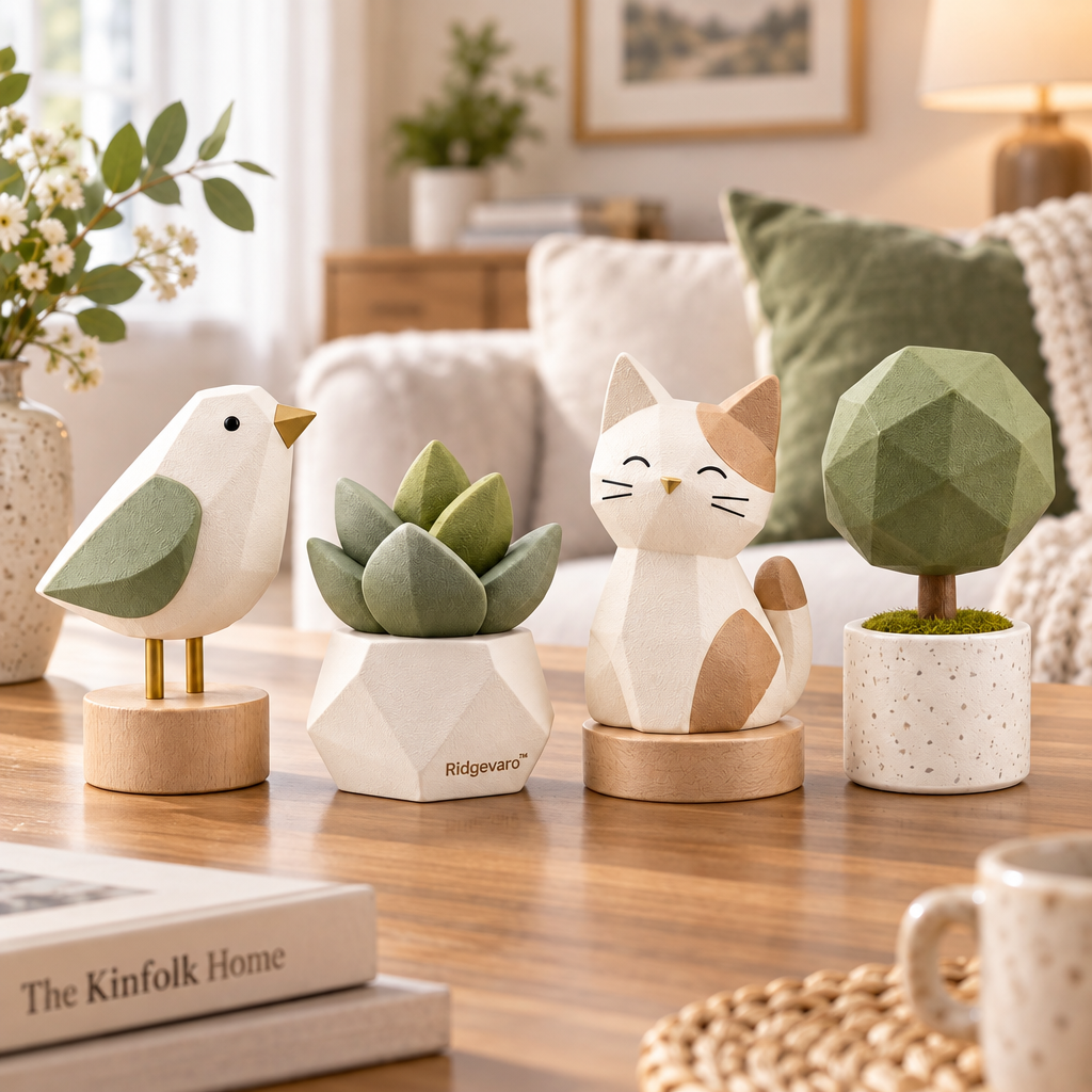 Nordic Nature Bird Cat & Tree Mini Figurine Set, image 1