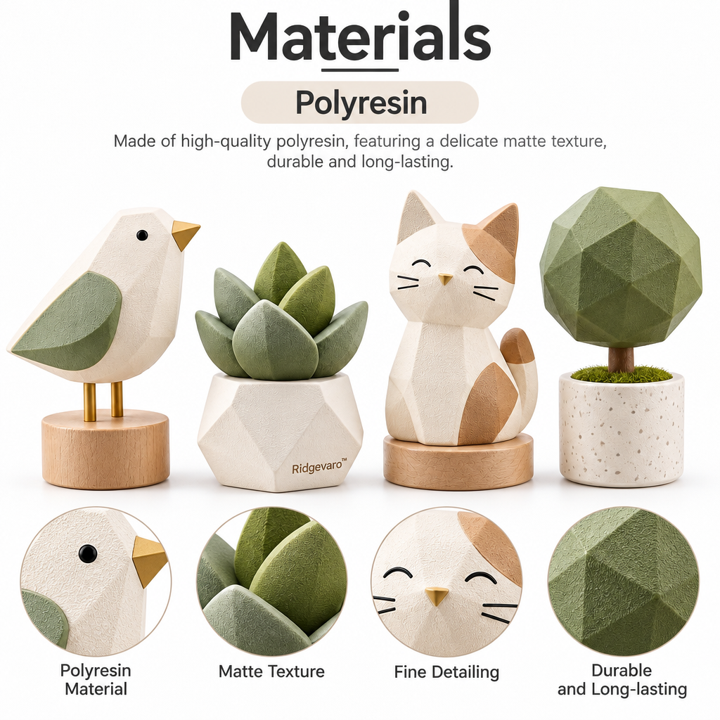 Nordic Nature Bird Cat & Tree Mini Figurine Set, image 3