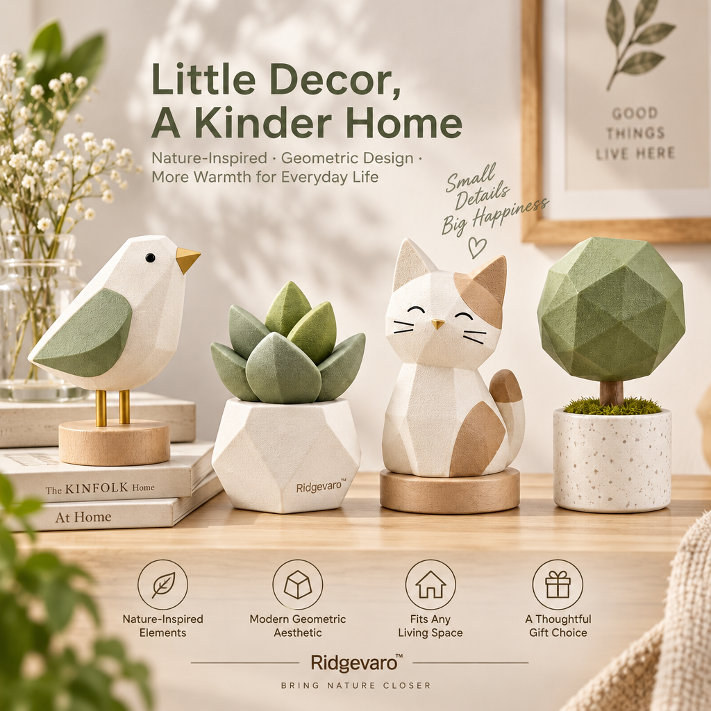 Nordic Nature Bird Cat & Tree Mini Figurine Set, image 5