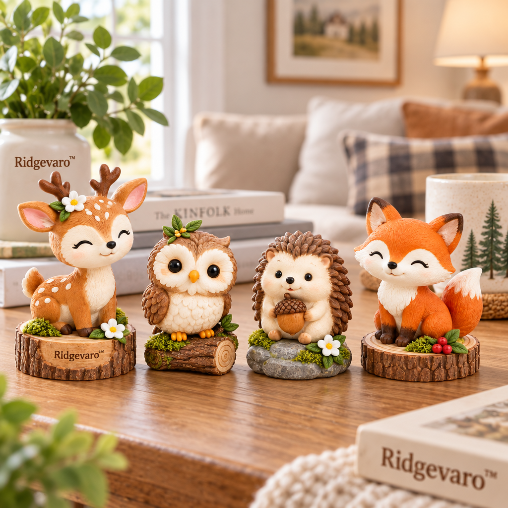 Ridgevaro Woodland Deer Owl Hedgehog & Fox Figurine Set view 1