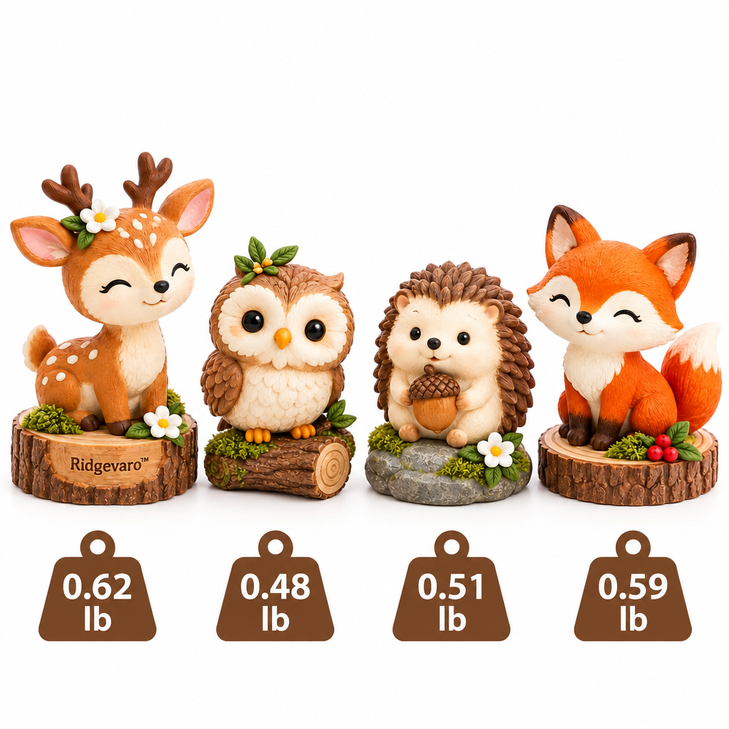 Ridgevaro Woodland Deer Owl Hedgehog & Fox Figurine Set view 4