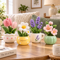 Ridgevaro Spring Flower Mini Planter Figurine Set image 1