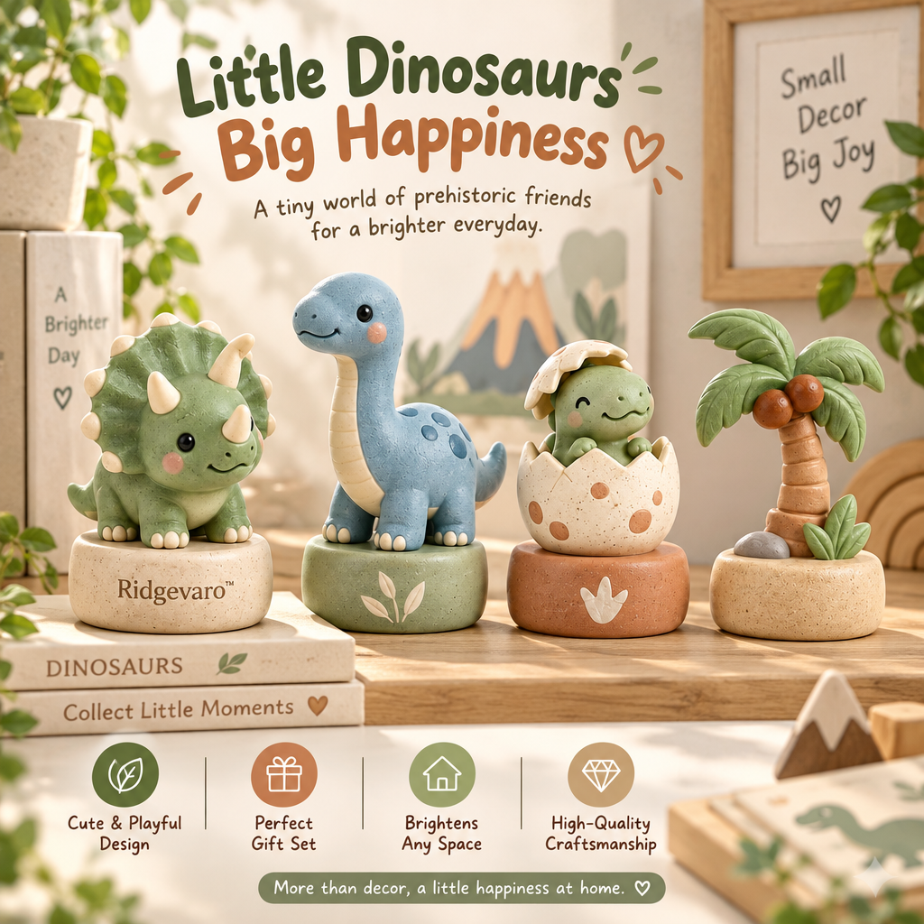 Ridgevaro Little Dinosaur Tropical Mini Figurine Set image 5